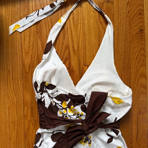 vintage y2k 2000s halter wrap around dress with a floral pattern and lace bottom - Picture 7 of 8